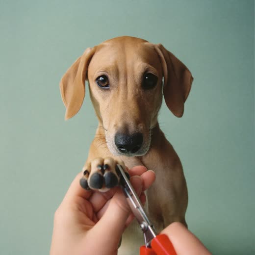 A dog's paw held for a nail trim